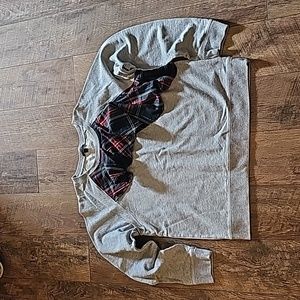 J Crew Plaid Ruffle Sweatshirt XL